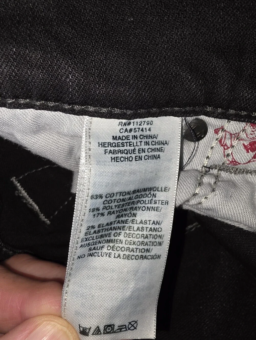 True Religion Men's Black Moto Jeans Biker Ribbed Panels Stretch Denim Size 33
